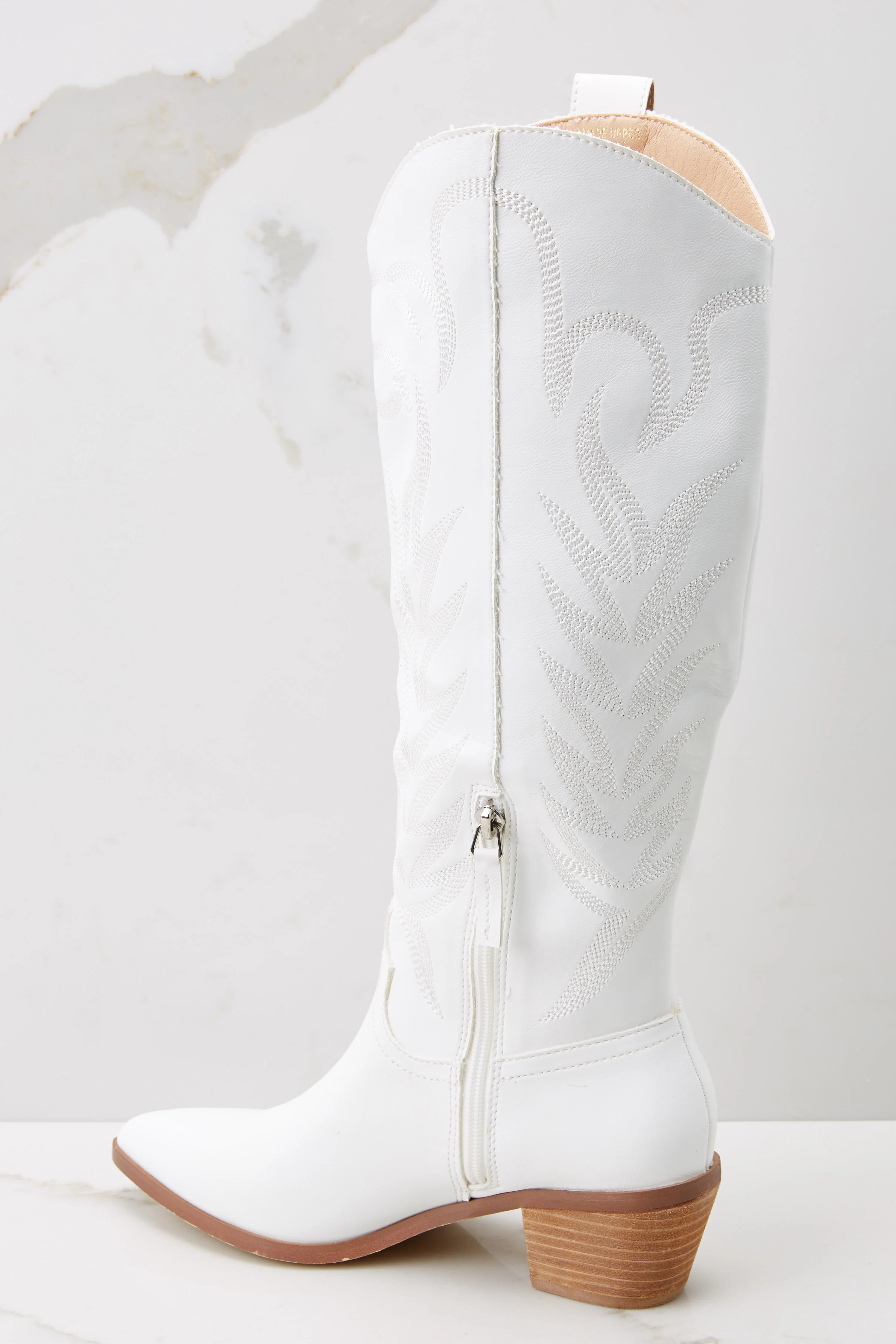 Along For The Ride White Boots | Red Dress 