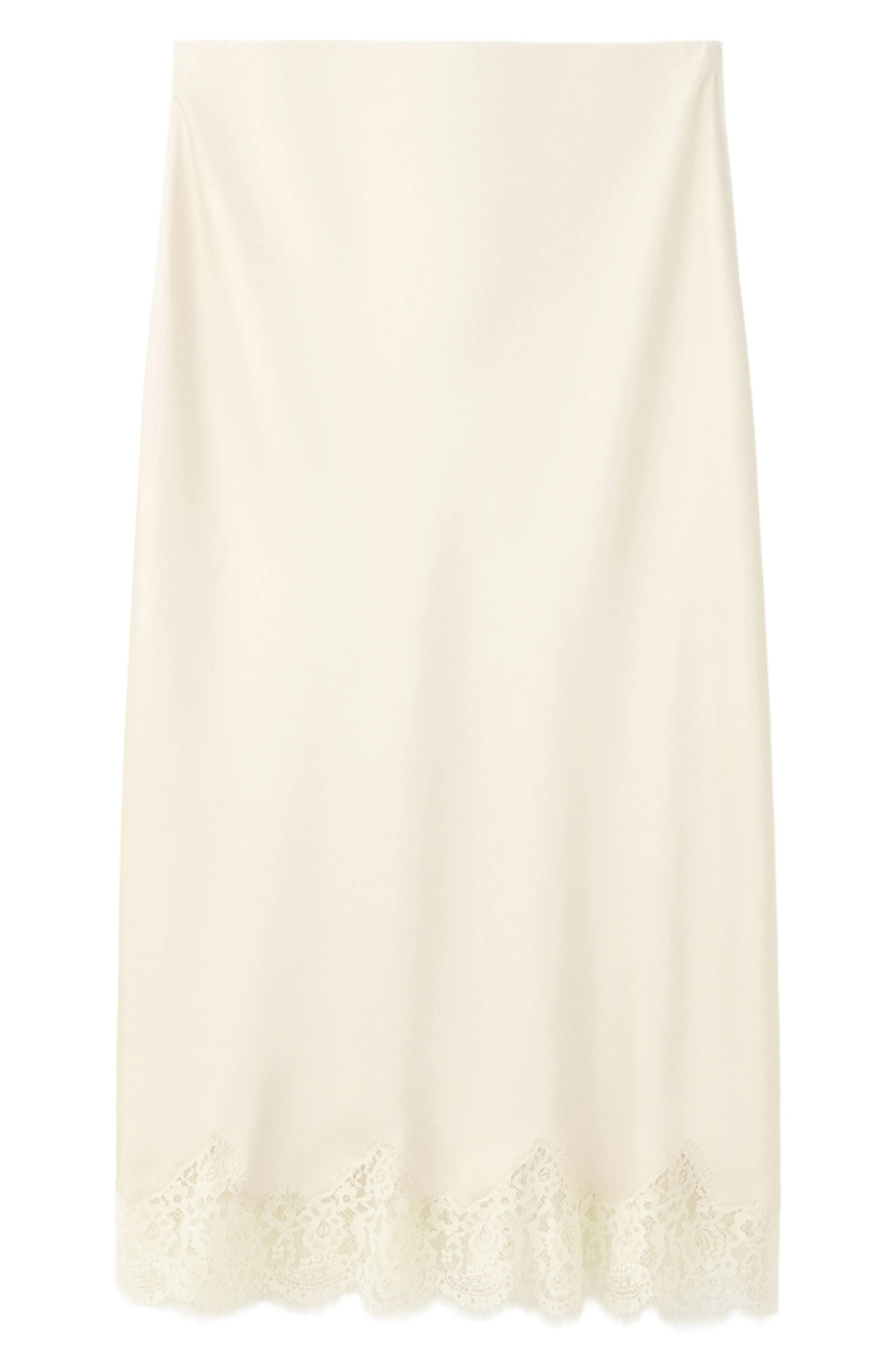 MANGO Satin & Lace Midi Skirt (Women) | Nordstrom | Nordstrom