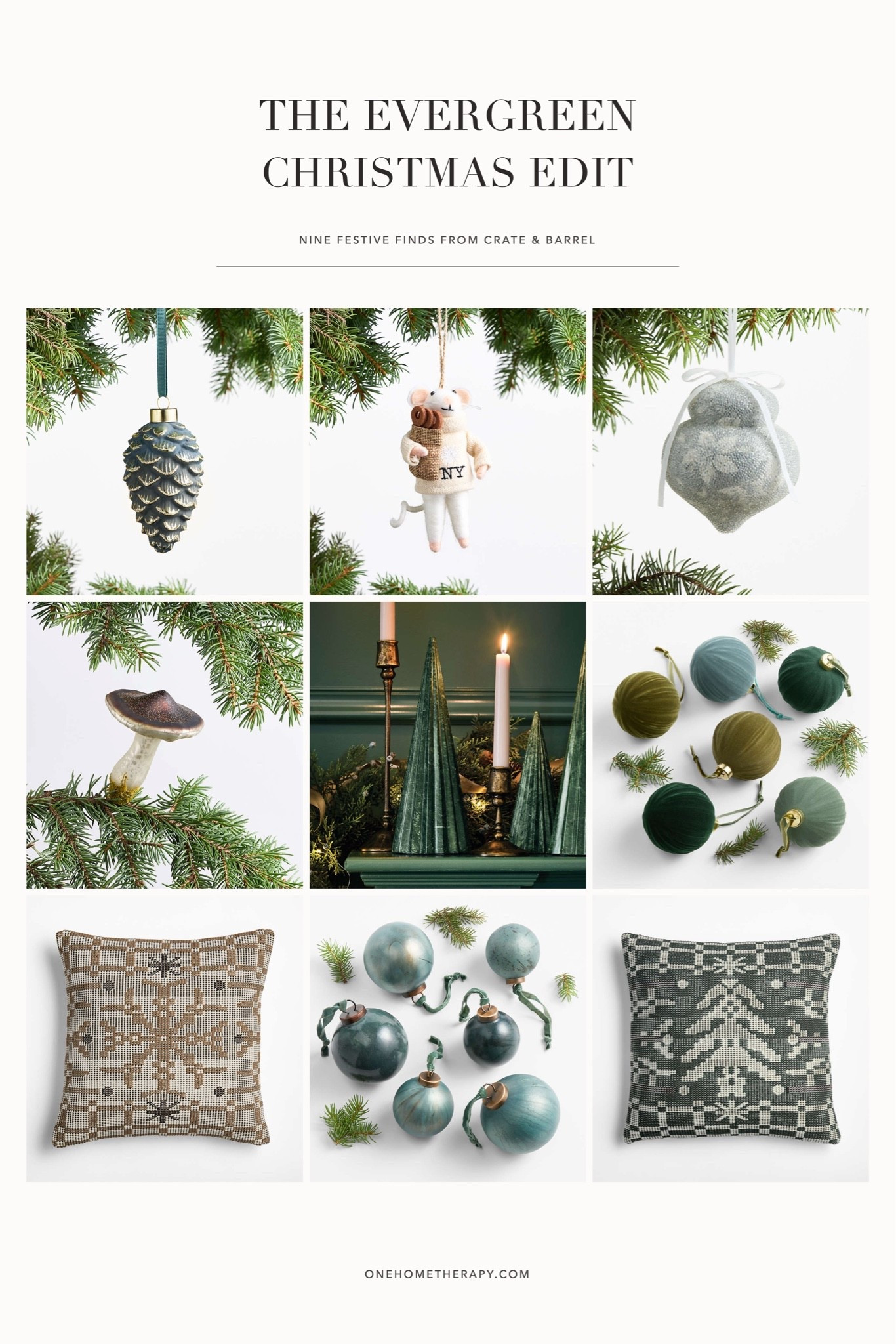 The Evergreen Christmas Edit Forest greens, soft textures, and a little woodland whimsy. From a tiny mouse ornament to patterned Christmas pillows, these…