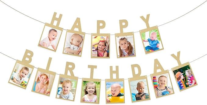 Birthday Photo Banner, Suitable for Kids and Adults Birthday Party Decoration, Annual Milestone G... | Amazon (US)
