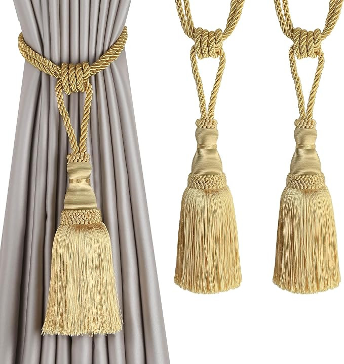 BEL AVENIR Curtain Tiebacks Tassel Drapery Tie-Backs Rope Handmade Holdbacks Home Office Hotel De... | Amazon (US)