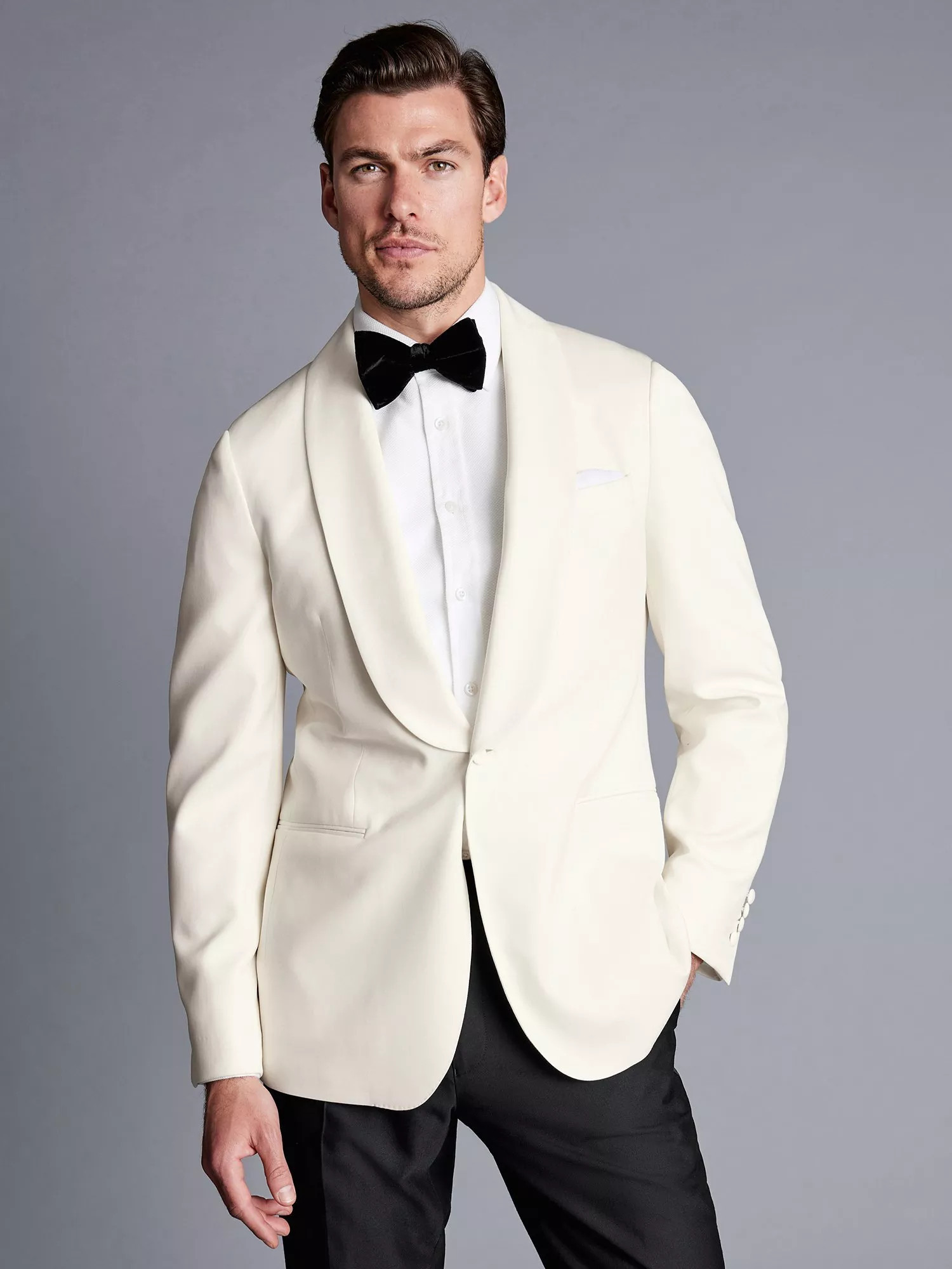 Charles Tyrwhitt Dinner Wear Slim Fit Jacket, Ivory | John Lewis (UK)