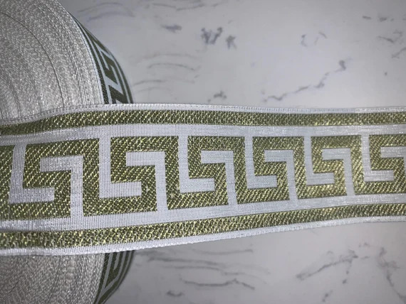 9.6 Yards Olive Green Khaki White Greek Key Woven Jacquard - Etsy | Etsy (US)