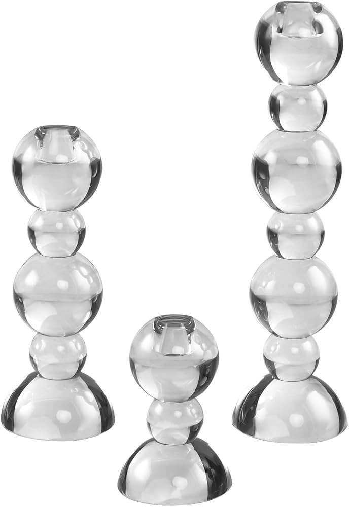 Kitcom Crystal Taper Candle Holders Bubble Designed Hand Cut Crystal Candlestick Holders Wedding ... | Amazon (US)