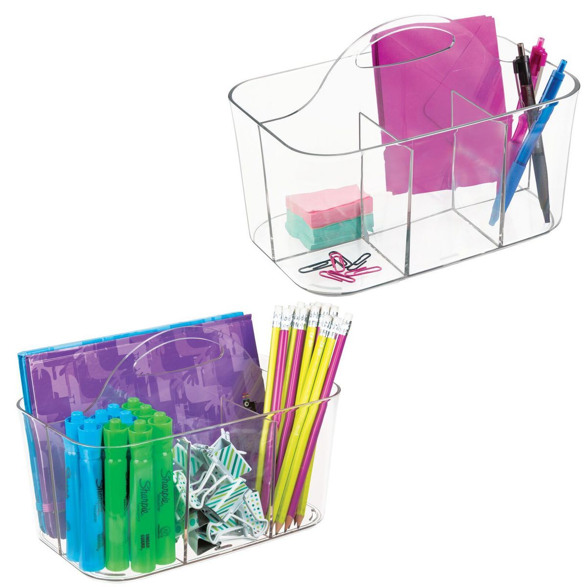 mDesign Plastic Office Storage Organizer Caddy Tote, Small, 2 Pack | Target