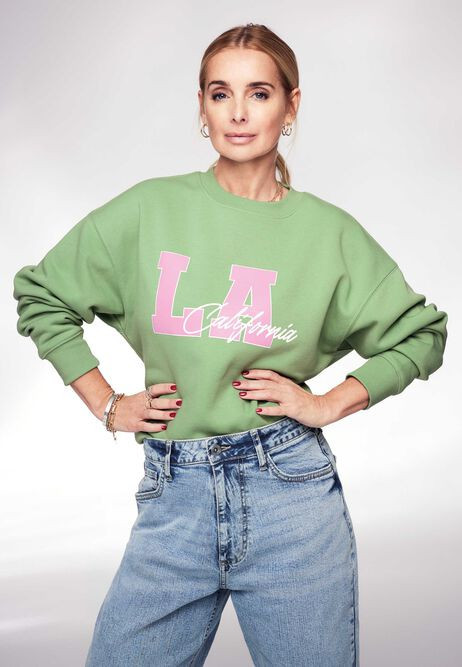 Womens Green & Pink LA California Graphic Sweatshirt | Peacocks