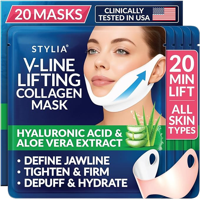 STYLIA V Line Lifting Collagen Face Mask - Lift, Firm & Contour Jawline - Double Chin Strap with ... | Amazon (US)