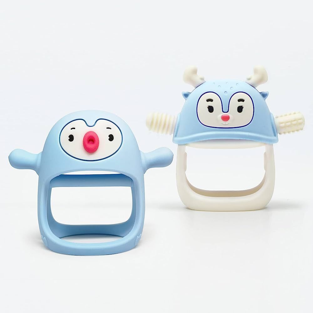 Smily Mia Penguin Buddy and Reindeer 2 in 1 Set for All Teething Needs, Light Blue | Amazon (US)