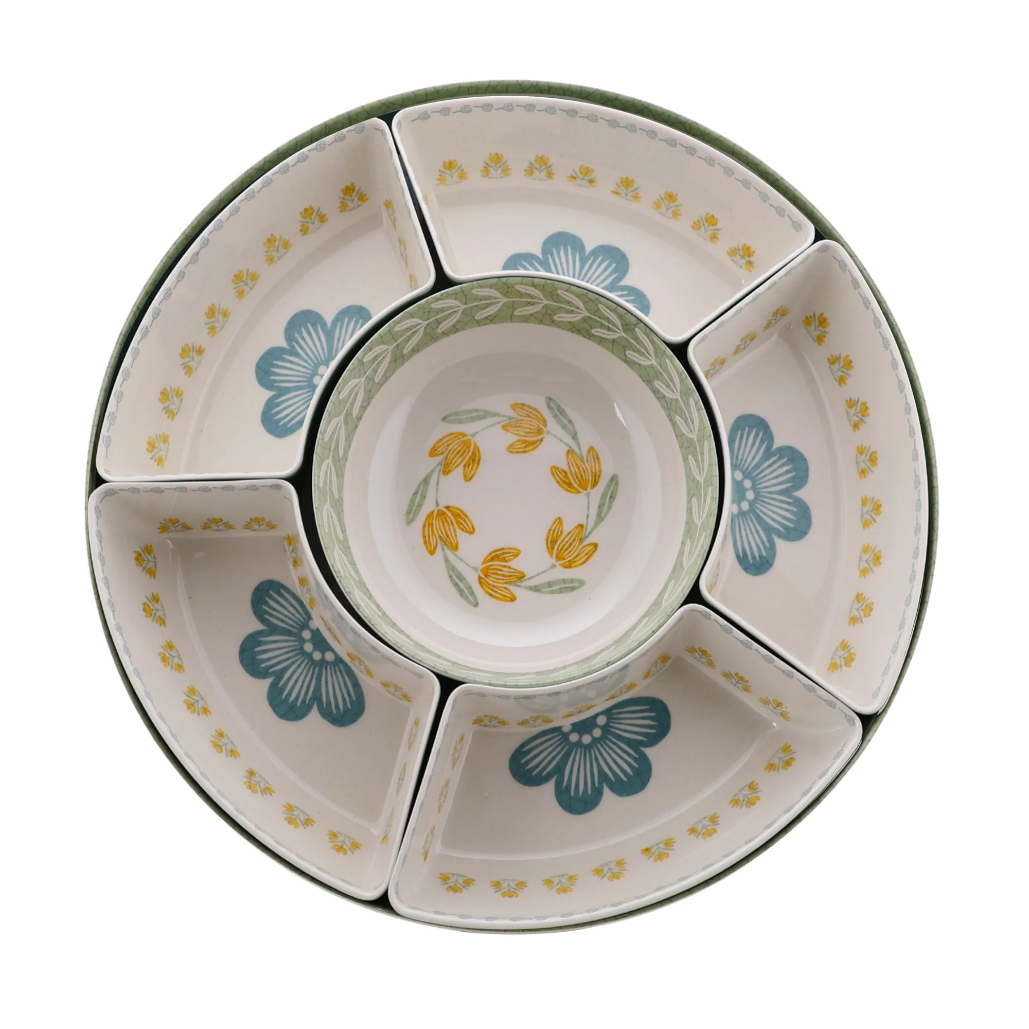 Better Homes and Gardens Bamboo Melamine Floral Chip and Dip Serve Tray | Walmart (US)