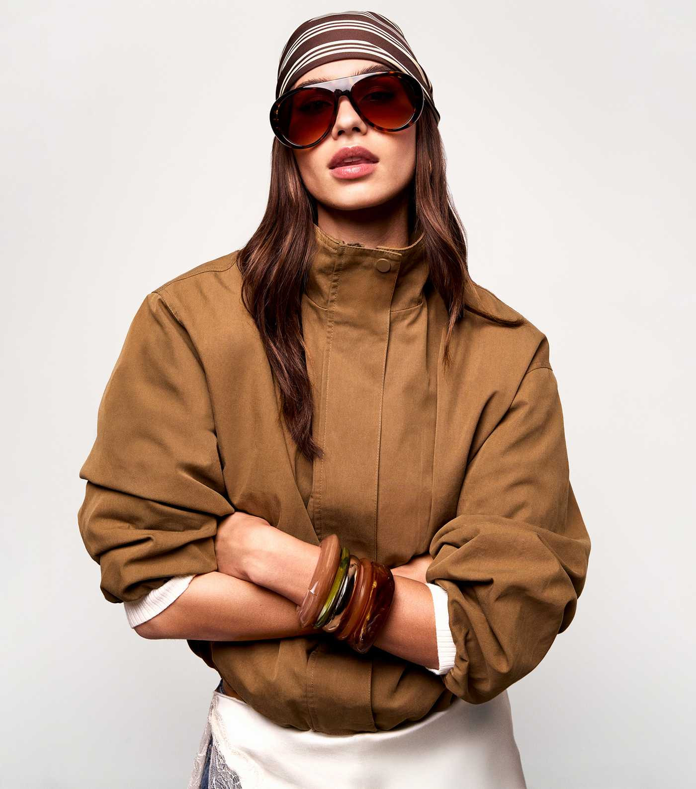 Tan Funnel Neck Bubble Hem Jacket | New Look | New Look (UK)