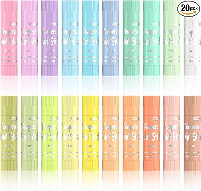 Tempera Paint Sticks, 20 Pastel Colors, Solid Tempera Paint for Kids, Super Quick Drying, Works G... | Amazon (US)