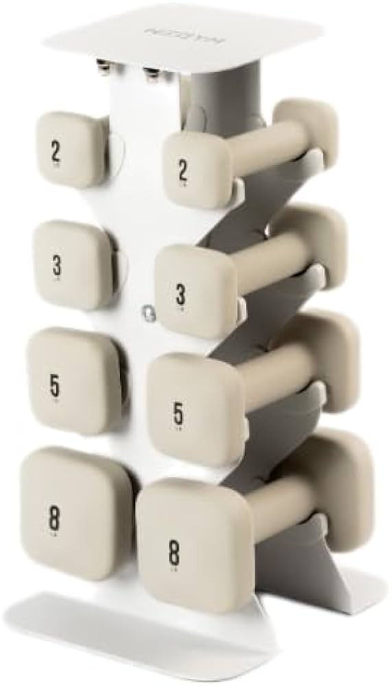 SafeGrip Dumbbells (2+3+5+8LB, Pair, Sandstone) with White Dumbbell Rack, for Secure Workouts at ... | Amazon (US)