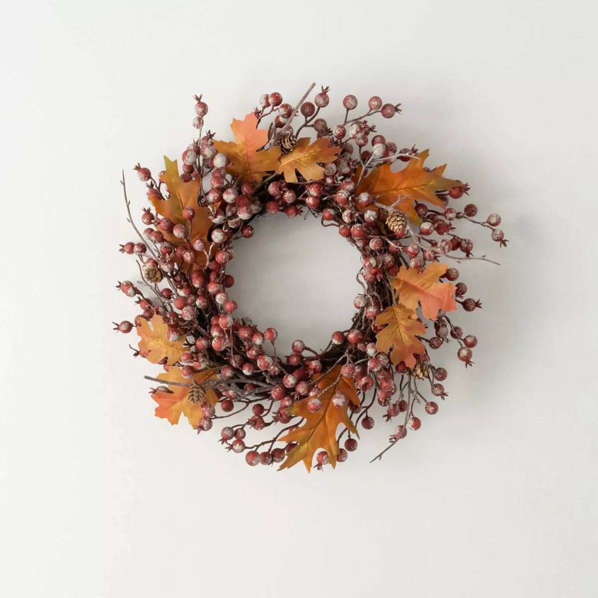 17"H Sullivans Artificial Fall Berry Leaf Mini Wreath, Multicolor | Target