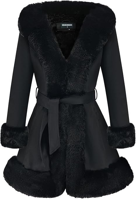 GRAN ORIENTE Suede Jacket for Women with Faux Fur Collar,Long Sleeve Warm Winter Parka Coat with ... | Amazon (US)