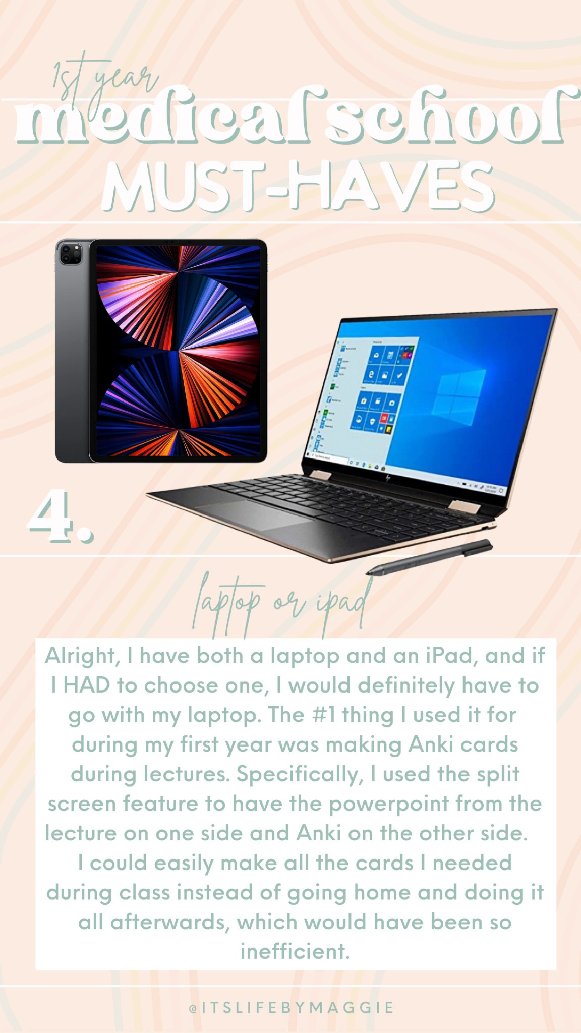 1st year medical school must-haves!

4. Laptop or iPad 

#medicalschool #medstudent #college #graduationgifts #gradgifts #medstudent #laptop #ipad #amazonfinds

#LTKGiftGuide #LTKFind
