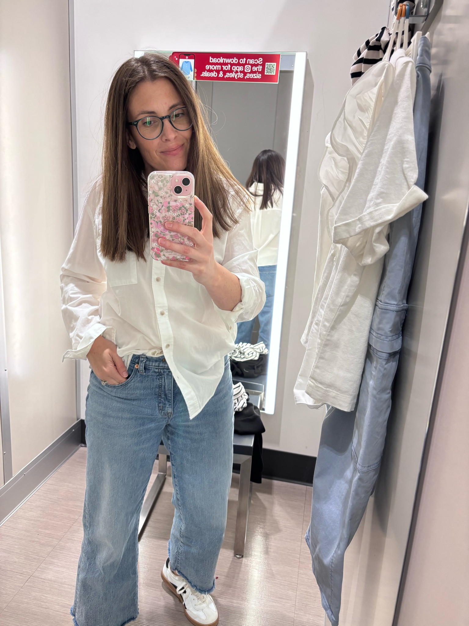 Summers white button down. 

Slightly oversized. Wearing a small  

#LTKOver40 #LTKSeasonal