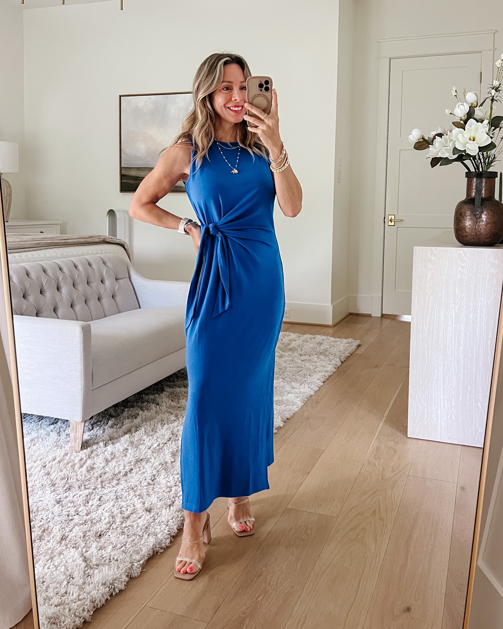 Amazon Tie Waist Dress 

Dress Fit: I'm wearing a Small

#LTKWedding #LTKOver40 #LTKSeasonal