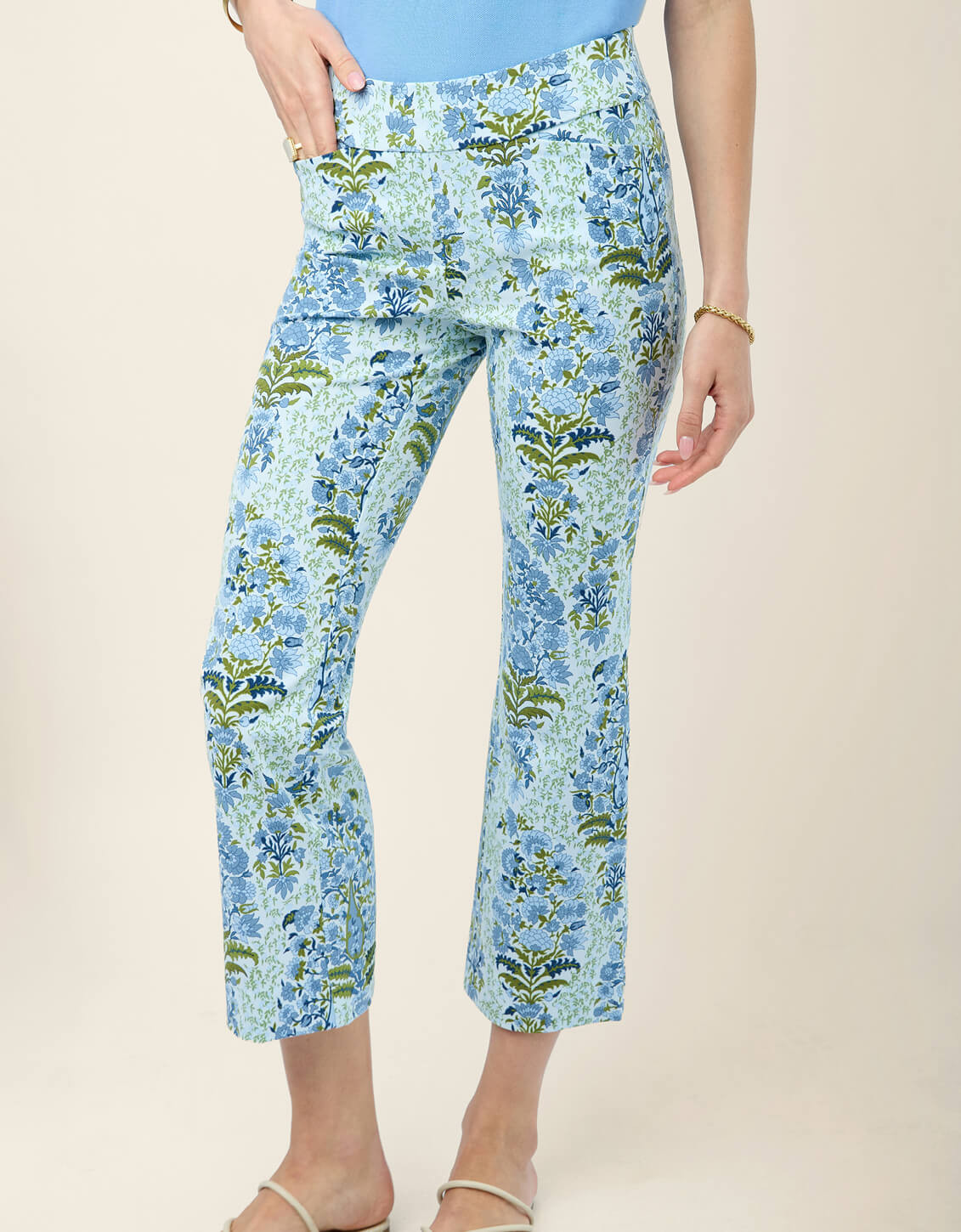 Maren Kick Flare Pant Flagler Floral Paisley Sky | Spartina 449