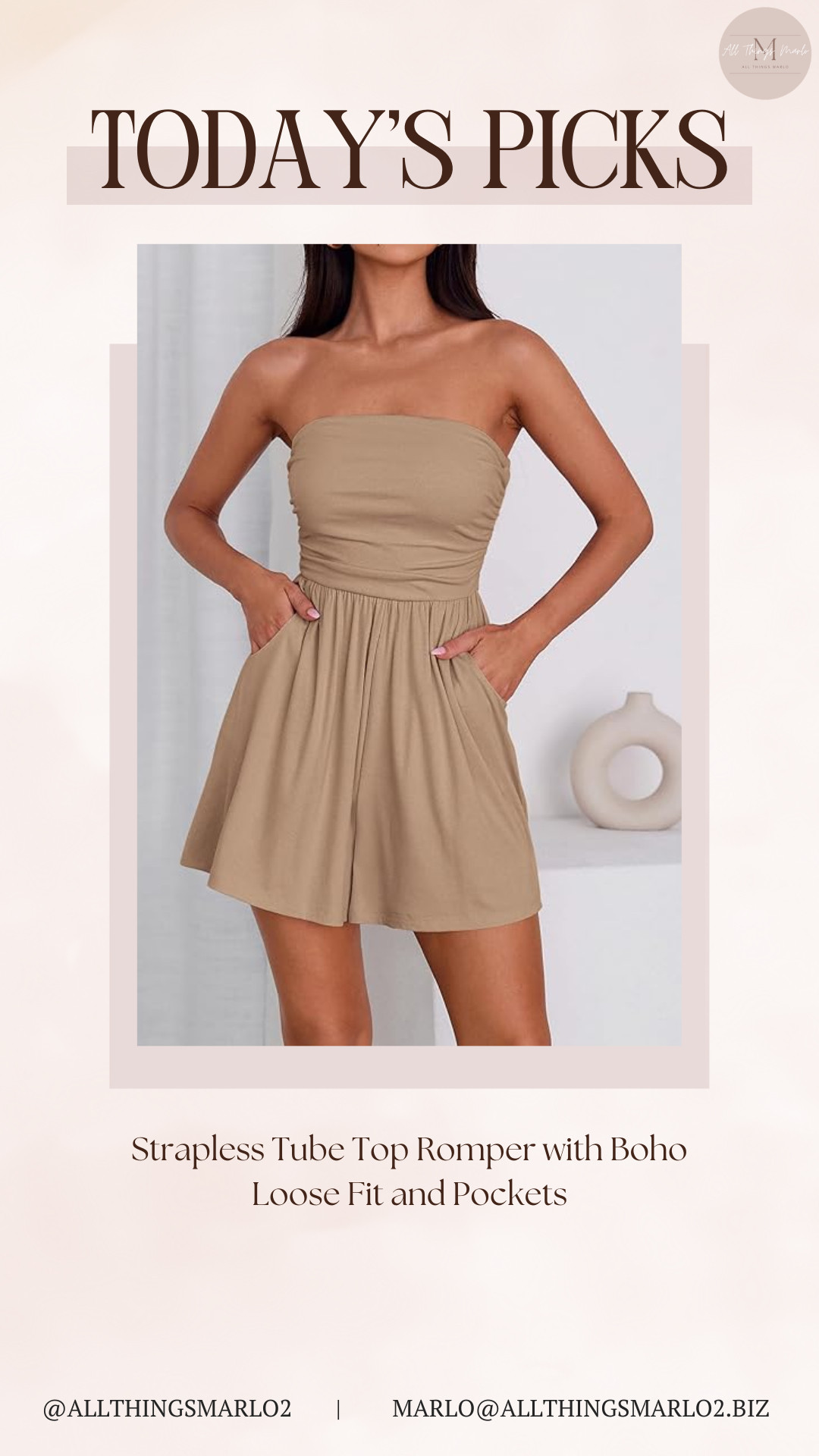 Strapless Tube Top Romper with Boho Loose Fit and Pockets 

 #LTKSeasonal #LTKWorkwear #LTKTravel