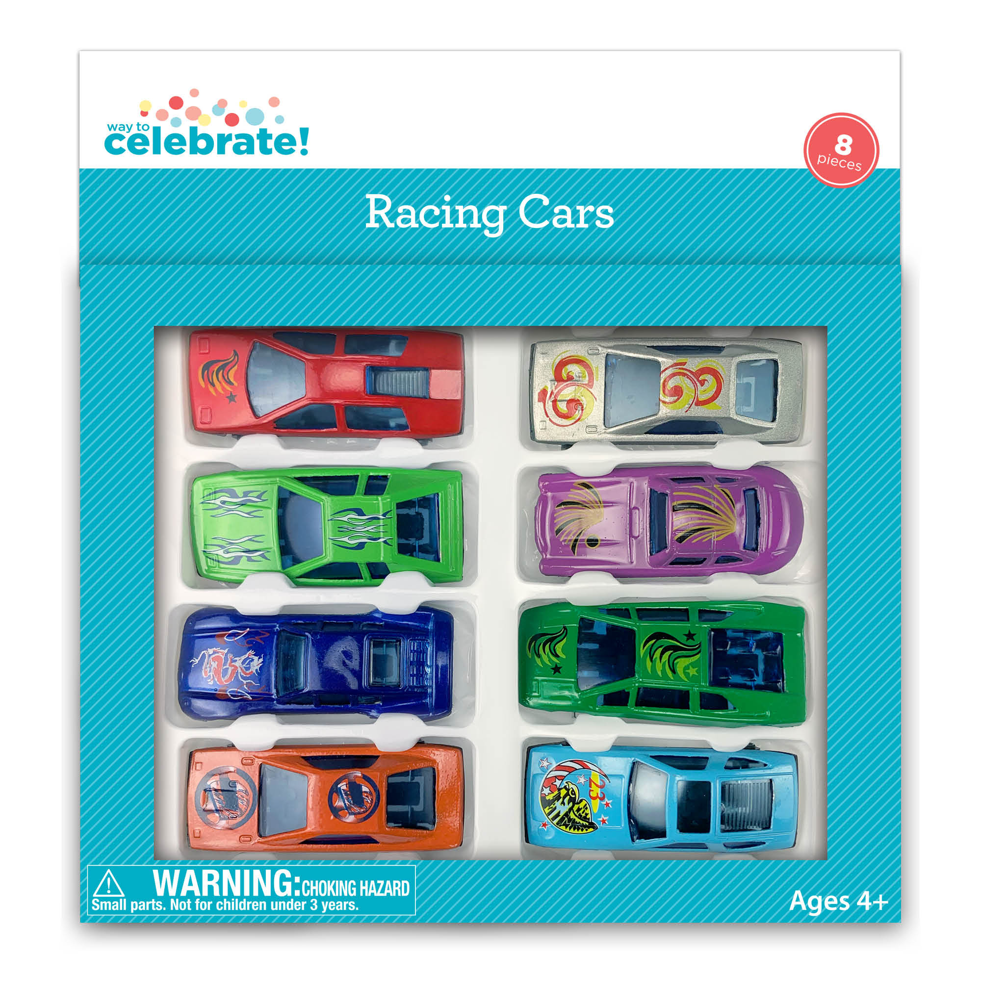 Way to Celebrate Metal Diecast Racing Cars 8 Pack Assorted, Party Toys | Walmart (US)