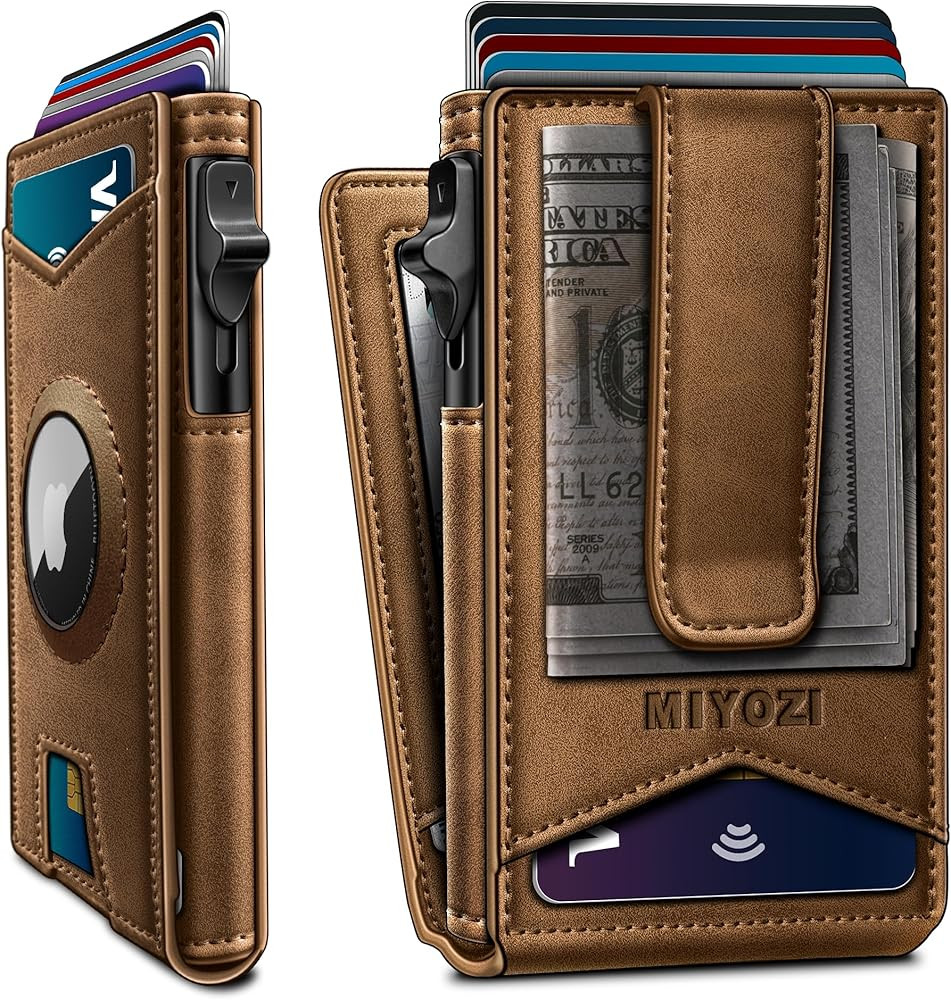 Airtag Wallet for Men Money Clip 9-Card Pop-Up Credit Card Holder with ID Window RFID Blocking Me... | Amazon (US)
