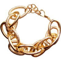 Gold Link Bracelet Designed With Shiny Polished Gold Links & Textured 7.5 Inches | Etsy (US)