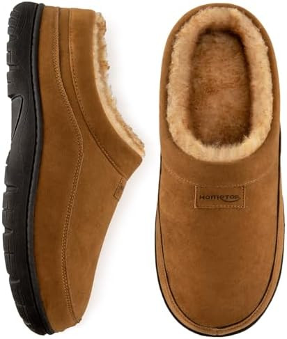 HomeTop Men's Moccasin Slippers Soft Warm Non-slip Memory Foam Indoor House Shoes with Fluffy Lin... | Amazon (US)