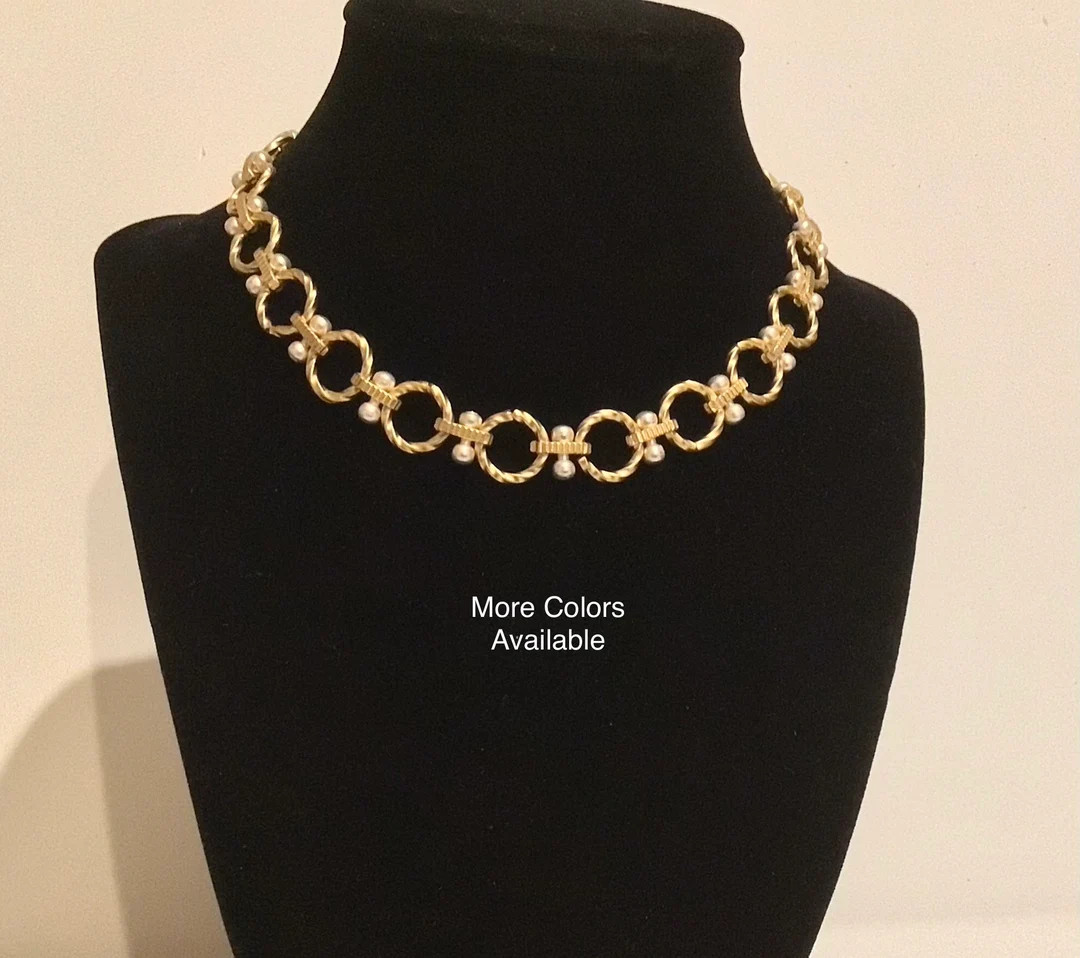 Large Link Chunky Chain Choker Necklace, Antique Two Tone Gold Silver Chunky Chain, Large Chunky ... | Etsy (US)