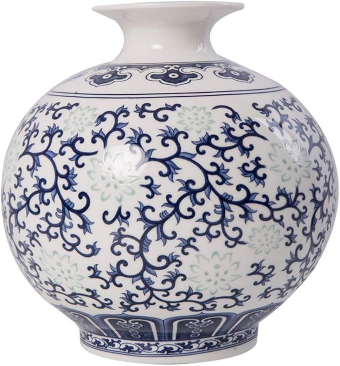 XMZXKJ Hand-Painted Blue and White Porcelain Vase Ceramic Vase Home Decorative Vase | Amazon (US)