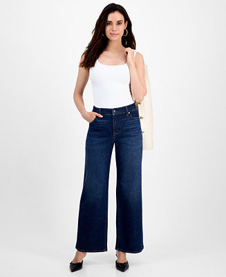 I.N.C. International Concepts Petite High-Rise Wide-Leg Jeans, Macy's Exclusive - Macy's | Macy's