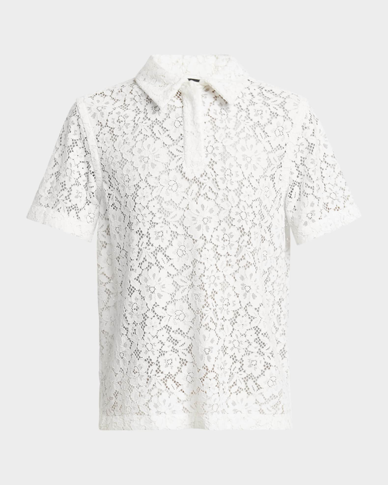 Kennedy Stretch Lace Polo Top | Neiman Marcus