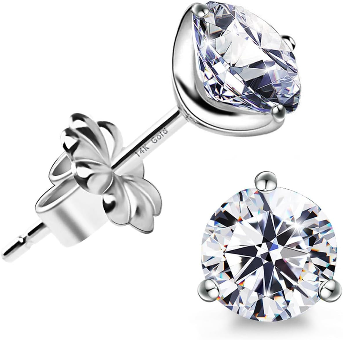 "STUNNING FLAME" 18K Gold Plated Silver Brilliant Cut Simulated Diamond Cubic Zirconia Stud Earrings | Amazon (US)