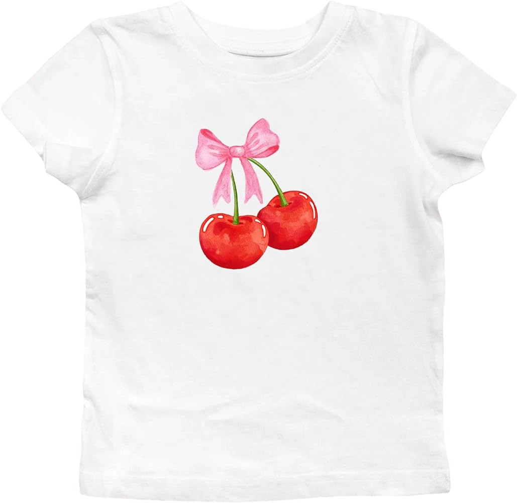 Short Sleeve Graphic T Shirts for Women Teens Y2k Bow Print Aesthetic Crop Tops Cute Baby Tee Sum... | Amazon (US)