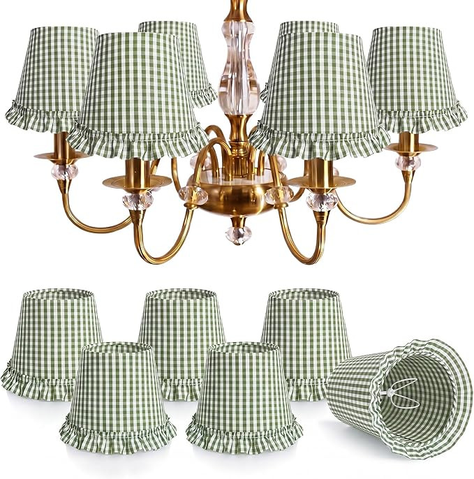 3.9" Top x 6.3" Bottom x 5.1" Slant, Mini Ruffled Lamp Sconce Shade, Clip on Bulb, Vintage Decor,... | Amazon (US)