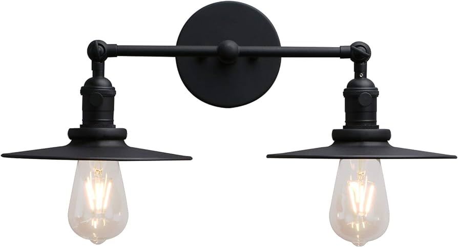 Phansthy 2 Lights Sconce with Switch Matte Black Vanity Light with Dual 7.87 Inches Flat Crafted ... | Amazon (US)