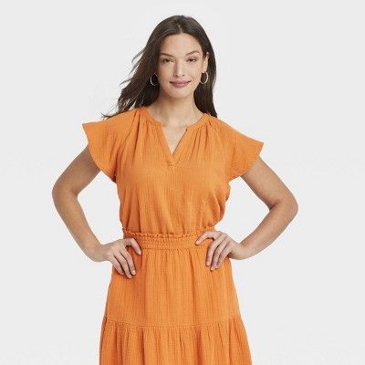 Women's Flutter Short Sleeve Blouse - Universal Thread™ | Target