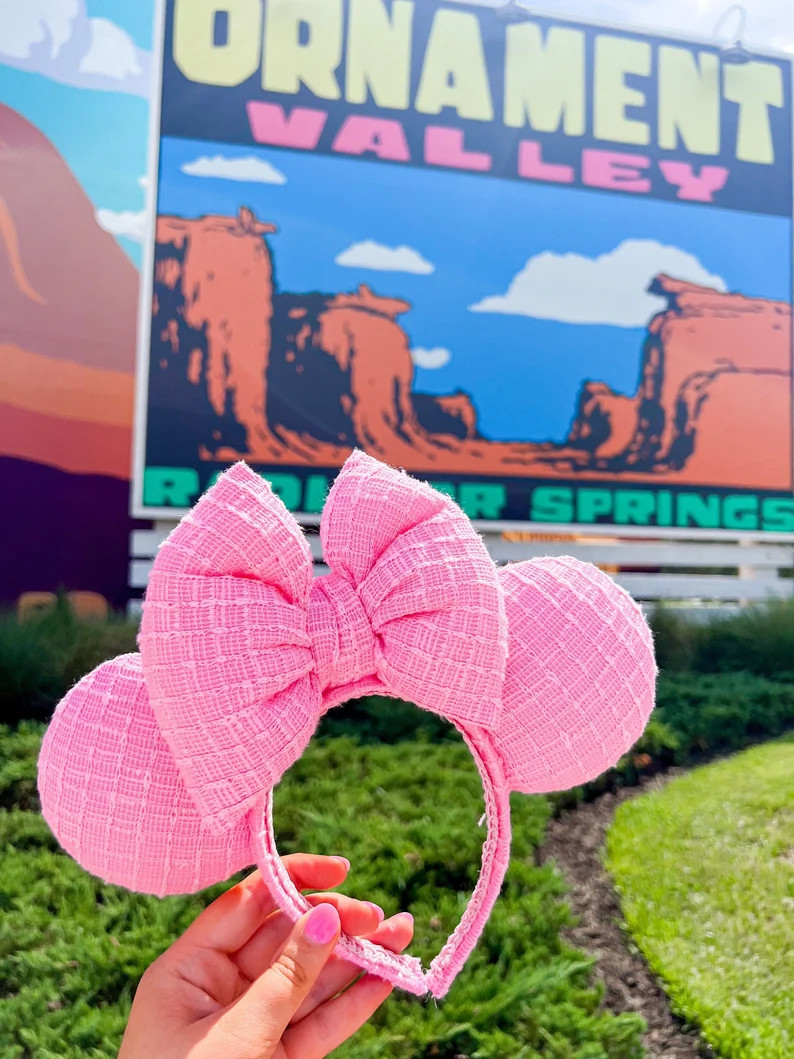 Pink Plaid Jumbo Bow Mouse Ears - Etsy | Etsy (Global)