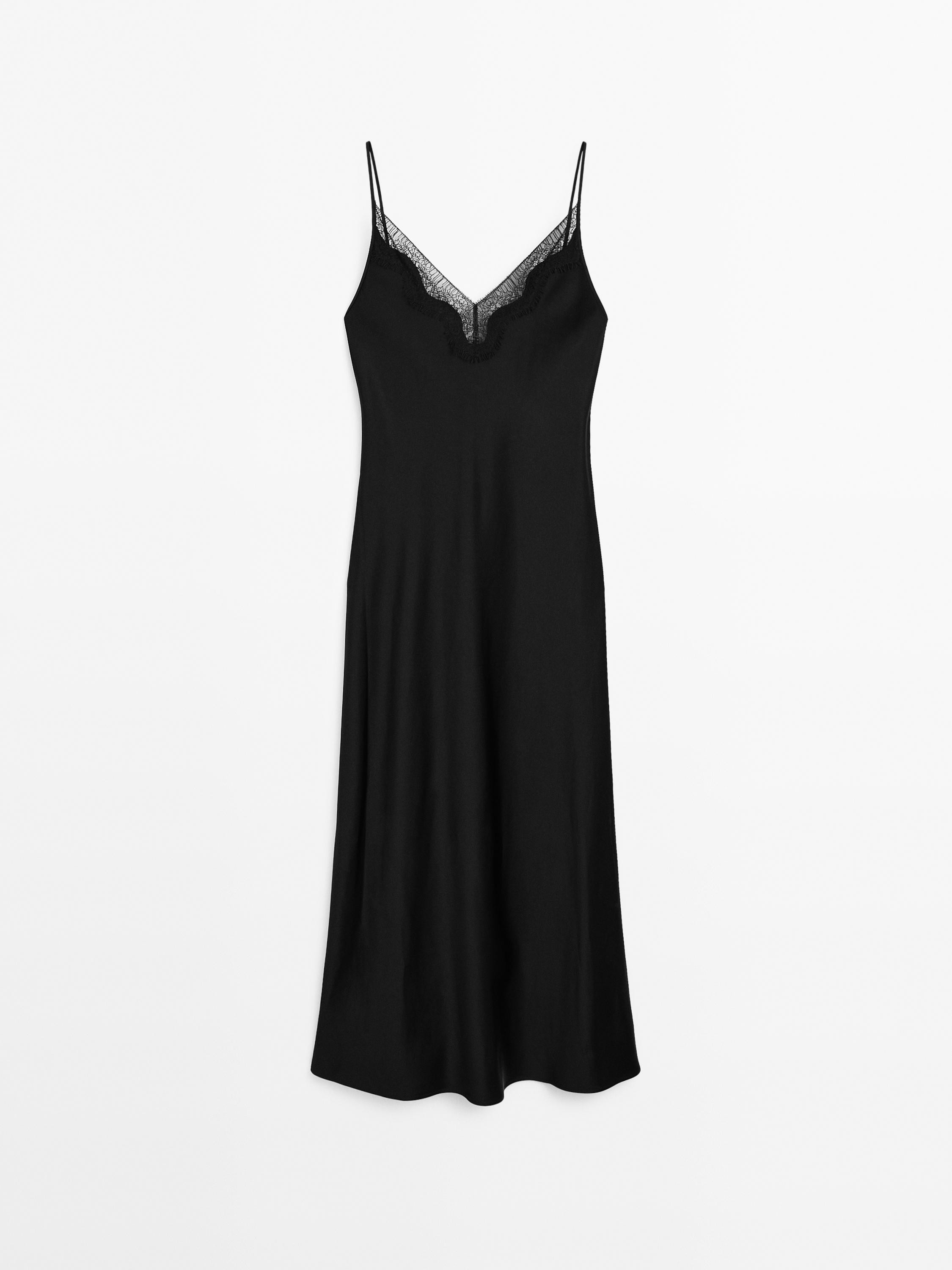 Long Satin Slip Dress | Massimo Dutti UK