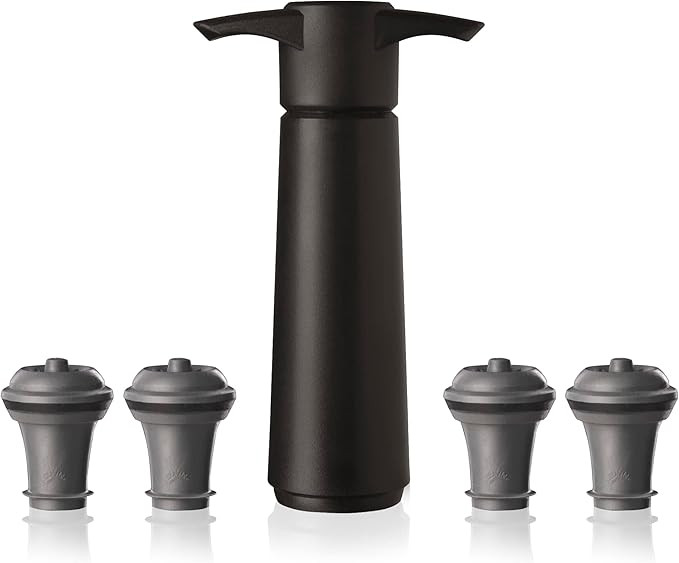 Vacu Vin Original Wine Saver with 4 Vacuum Bottle Stoppers – Black Wine Preserver Pump for Red ... | Amazon (US)