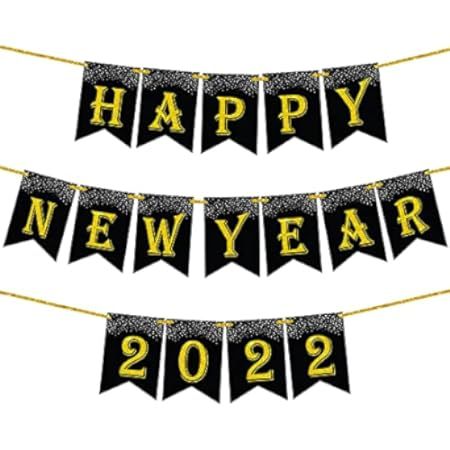 Shiny, Happy New Year Banner 2022 - Large 10 Feet, No DIY | NYE Decorations | Happy New Year Sign fo | Amazon (US)