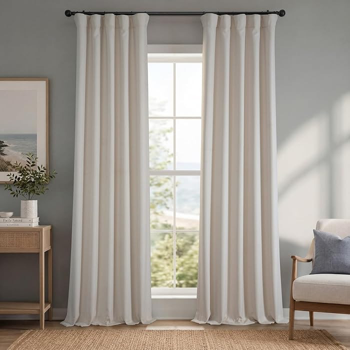 Faux Linen Curtains for Living Room (1 Panel) - 50W X 96L, Birch Taupe | Amazon (US)