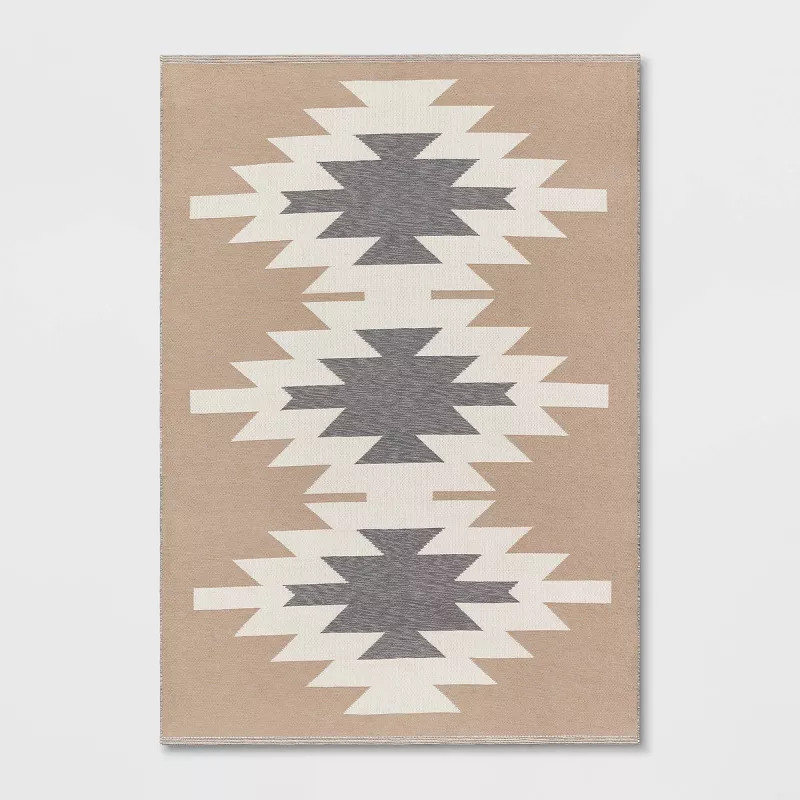 Bailey Ville Washable Southwest Diamond Rug Taupe - Threshold™ | Target