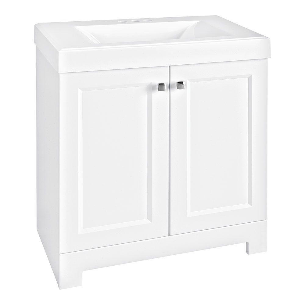 Glacier Bay Shaila 30.5 in. W Bath Vanity in White with Cultured Marble Vanity Top in White with ... | The Home Depot