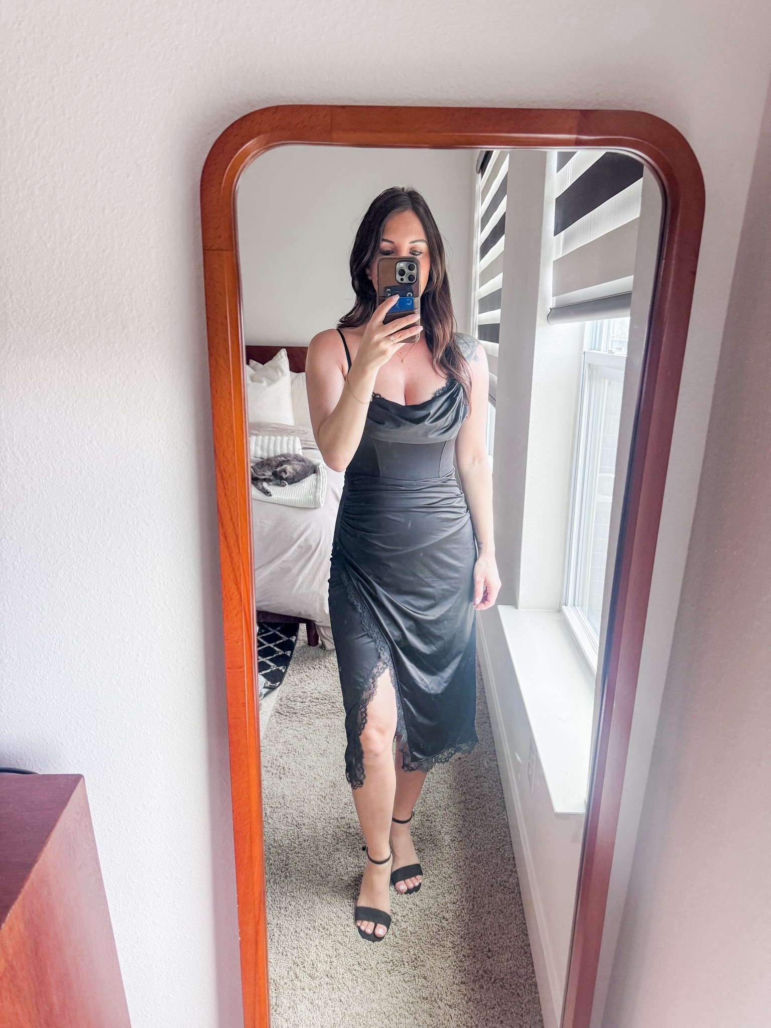 Satin dress with built in shapewear! 