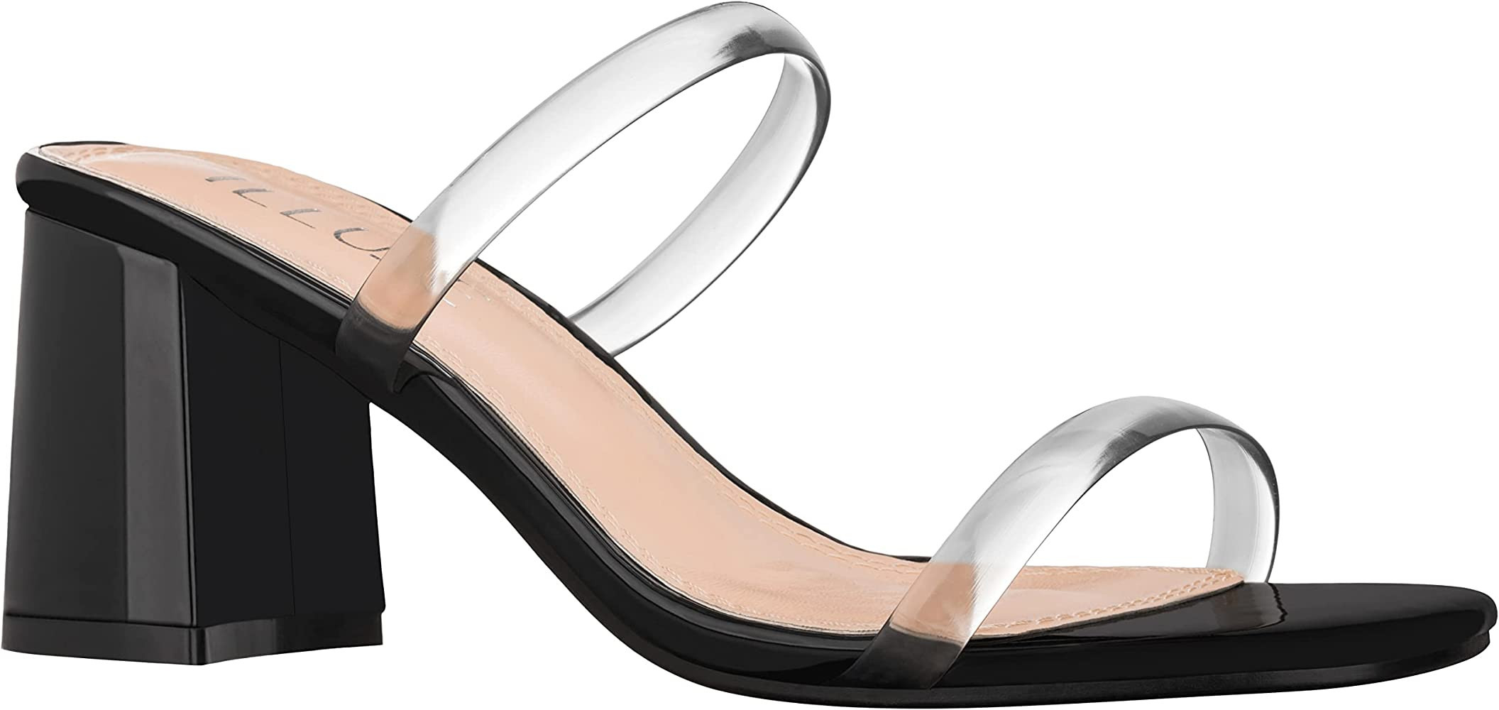 ILLUDE Women’s Block Heel Double Band Square Toe Heeled Sandal Slip On Mule - Lisa | Amazon (US)