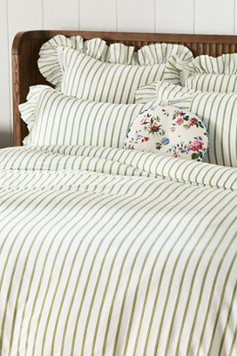 Organic Cotton Spa Sateen Ruffled Duvet Cover | Anthropologie (US)