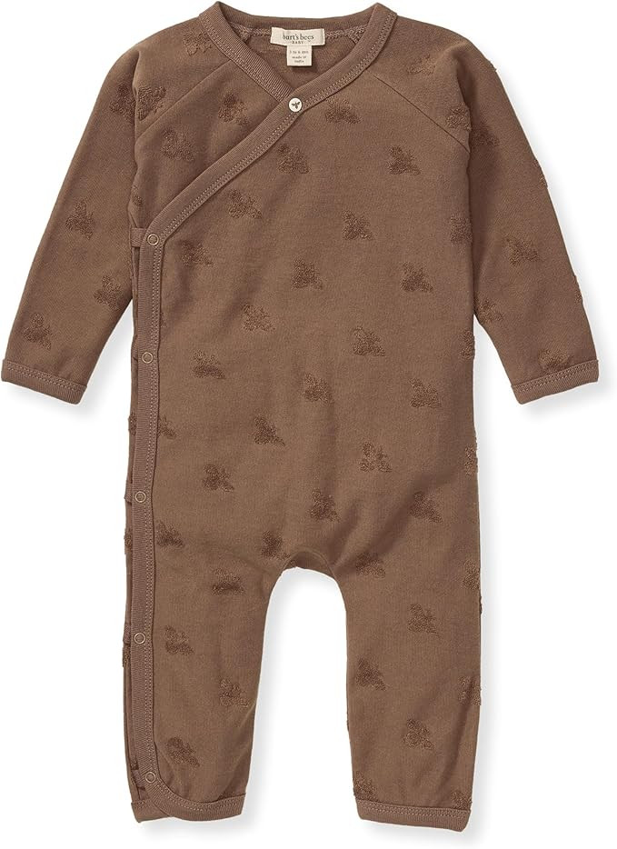 Burt's Bee Baby Infant Boys' 100% Organic Cotton Long Sleeve Wrap-Front Jumpsuit | Amazon (US)