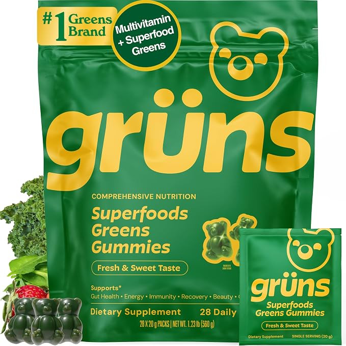 Adult Greens Gummies & Daily Multivitamin, Prebiotic Fiber, 28 ct | Adaptogens, Superfoods, 20+ V... | Amazon (US)