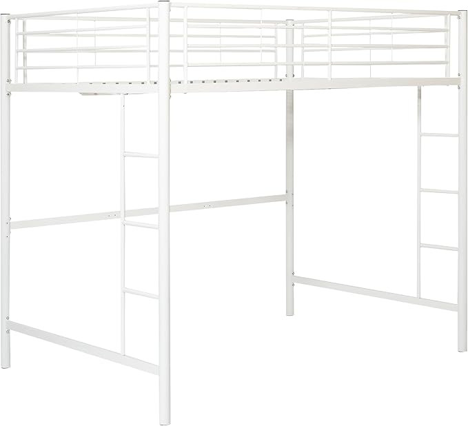 Walker Edison Timothee Urban Industrial Metal Double over Loft Bunk Bed, Full Double, White | Amazon (US)