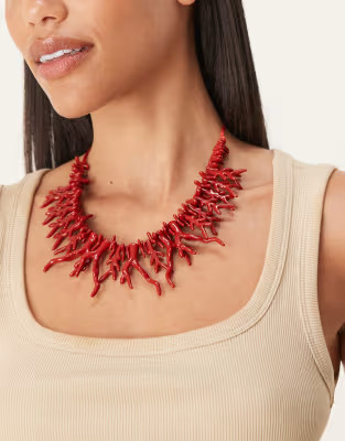 ASOS DESIGN Limited Edition short cord necklace with big faux red coral details | ASOS (Global)